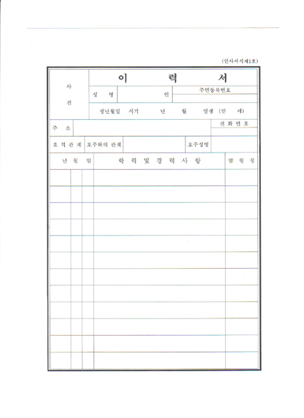 1000 A4이력서 세트